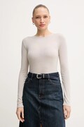 Mos Mosh longsleeve z domieszką wełny PETRI kolor beżowy 172880