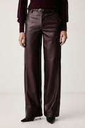 Silvian Heach spodnie damskie z imitacji skóry MALARA bordowe high waist GPA26132PA