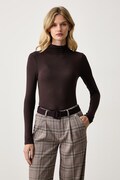 Silvian Heach longsleeve damski z wiskozy ALFA brązowy GPA26147LU