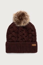 Шапка з помпоном жіноча Barbour колір коричневий