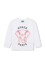 Дитячий бавовняний лонгслів Kenzo Kids колір білий