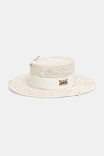 LE SH KA солом'яний капелюх жіночий LE SH KA headwear Double Chain Pearl Canotier колір бежевий