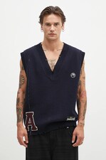 Вовняний жилет Ambush Repair Stitch V Neck Vest колір синій