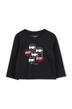 Дитячий бавовняний лонгслів Karl Lagerfeld колір чорний