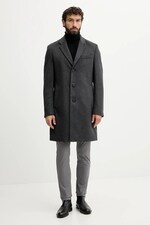Шерстяное пальто BOSS H-Hyde-254 цвет серый