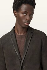 Замшевый пиджак AllSaints MONET цвет коричневый
