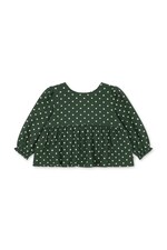 Блузка дитяча бавовняна з еластаном Konges Sløjd ELIN BOW BLOUSE GOTS колір зелений