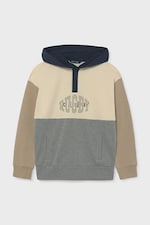 Кофта з капюшоном дитяча з бавовною Mayoral колір бежевий