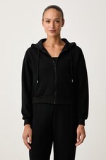 Кофта на застібці з капюшоном жіноча з віскозою Guess BRIANNA колір чорний