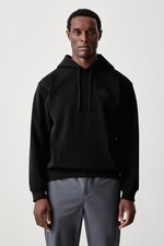 Кофта з капюшоном чоловіча з бавовною Lacoste колір чорний