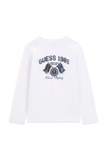 Лонгслів дитячий бавовняний Guess колір білий