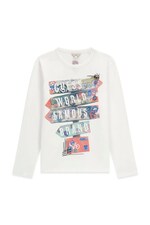 Лонгслів дитячий бавовняний Guess колір білий