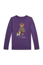 Лонгслів дитячий бавовняний Polo Ralph Lauren колір фіолетовий