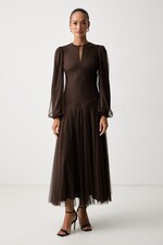 Розкльошена сукня Twinset колір коричневий
