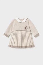 Розкльошена сукня з бавовною Mayoral Newborn колір бежевий