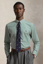 Сорочка чоловіча бавовняна з еластаном Polo Ralph Lauren колір зелений
