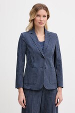 Однобортний піджак жіночий з бавовною Weekend Max Mara ALETTA колір темно-синій