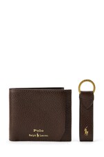 Шкіряний гаманець і брелок Polo Ralph Lauren колір коричневий