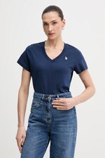 Футболка жіноча бавовняна U.S. Polo Assn. V-NECK колір темно-синій