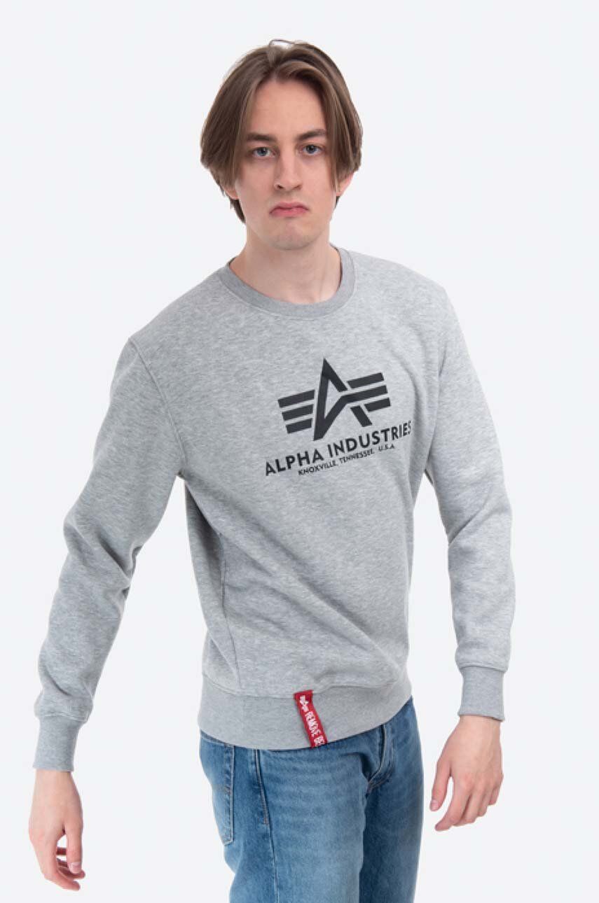 Alpha Industries sweatshirt Basic Sweater men\'s gray color 178302.17 | buy  on PRM