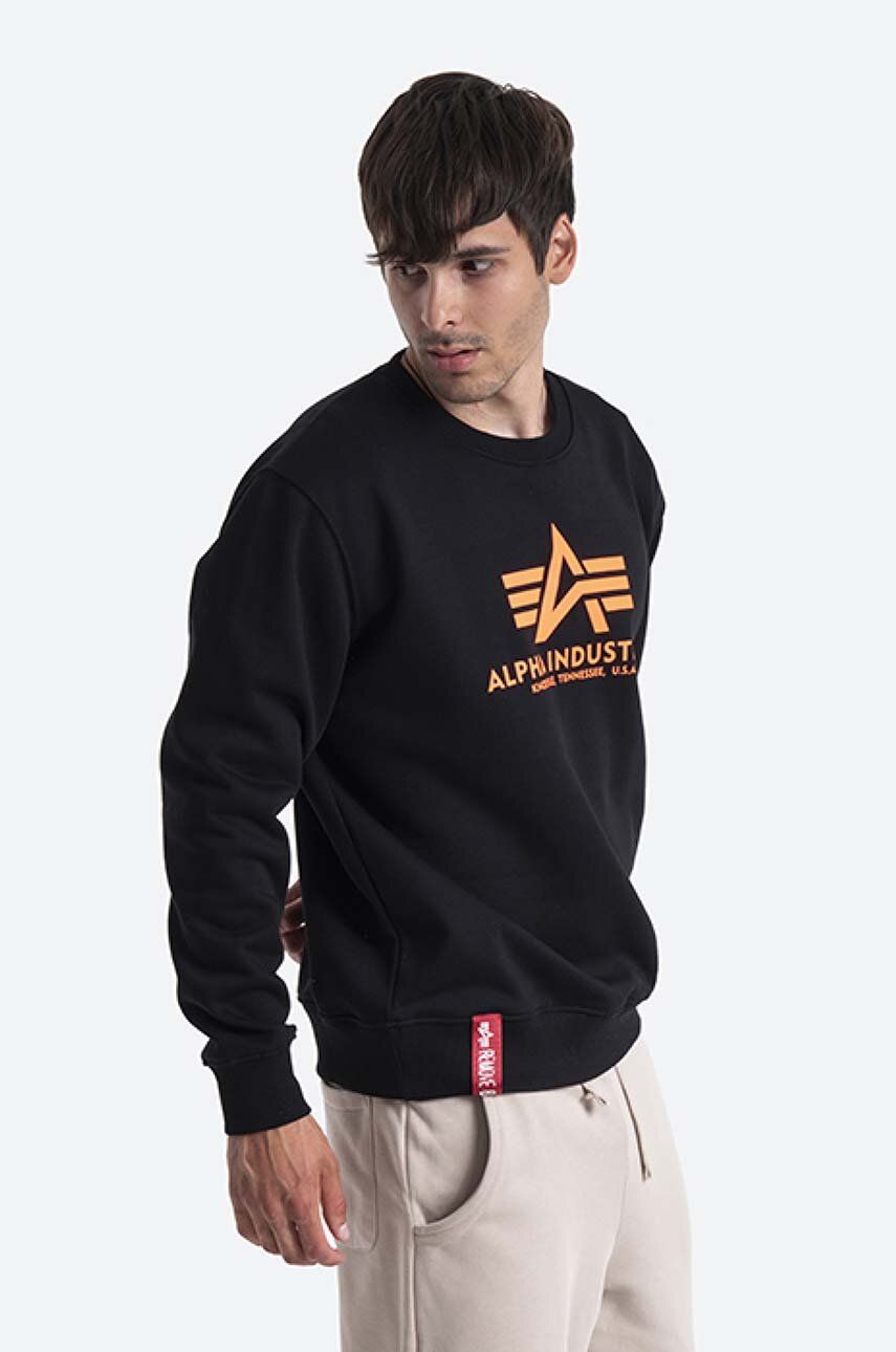 Alpha Industries sweatshirt Alpha Industries Basic Sweater 178302RP 614 men's  black color | buy on PRM