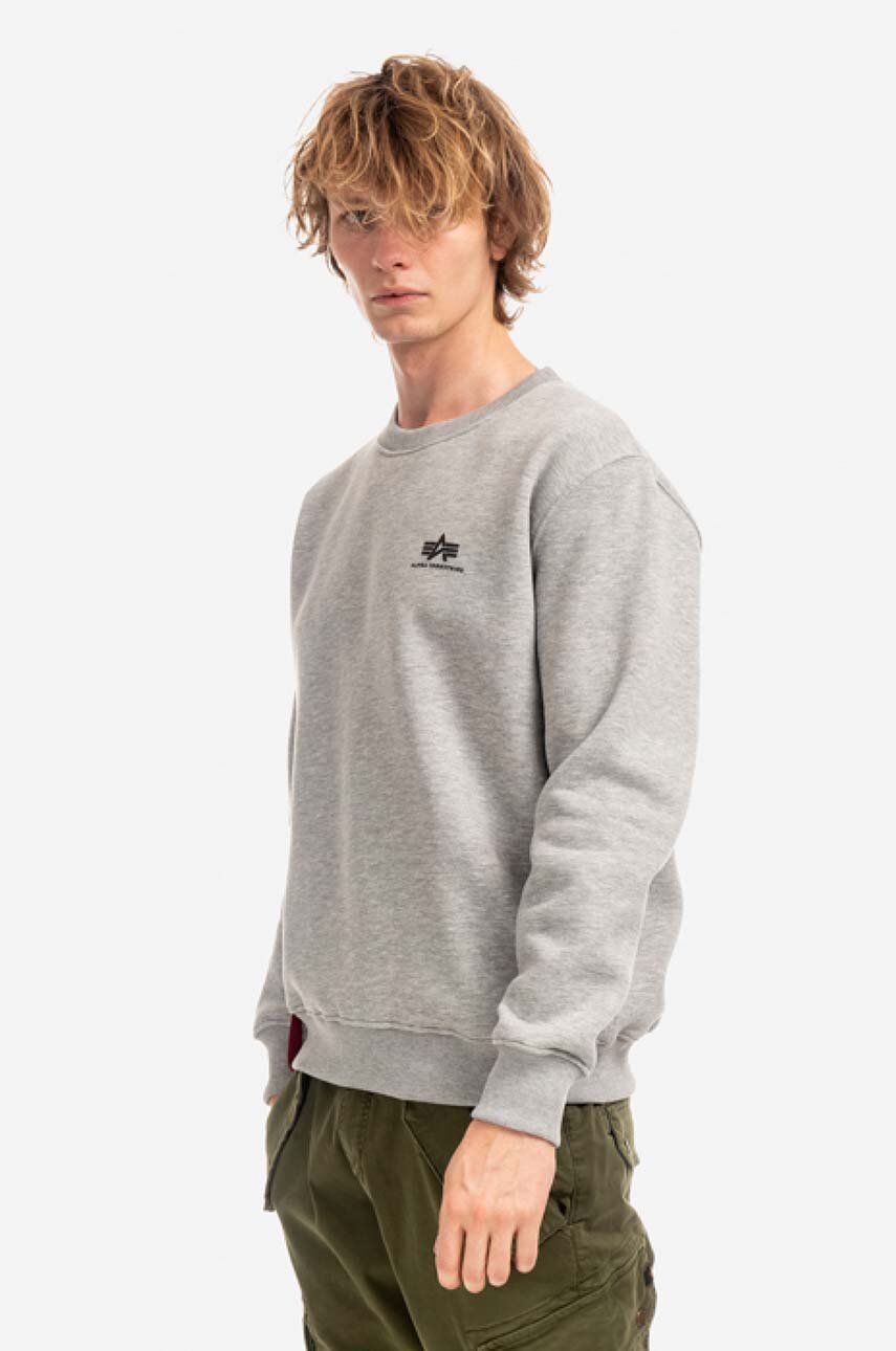 Alpha Industries sweatshirt Basic Sweater Small Logo men\'s gray color  188307.17 | buy on PRM