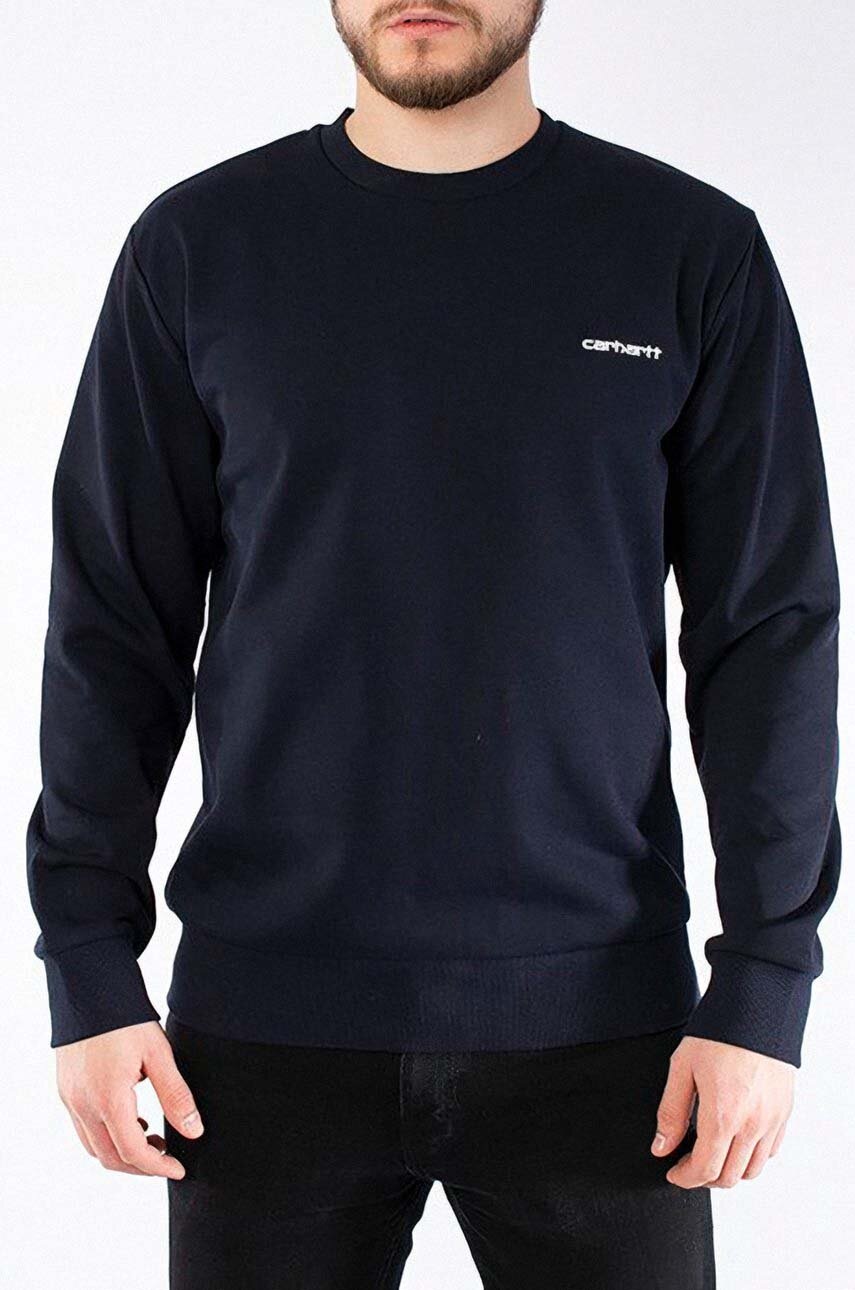 Carhartt WIP sweatshirt Script Embroidery men's navy blue