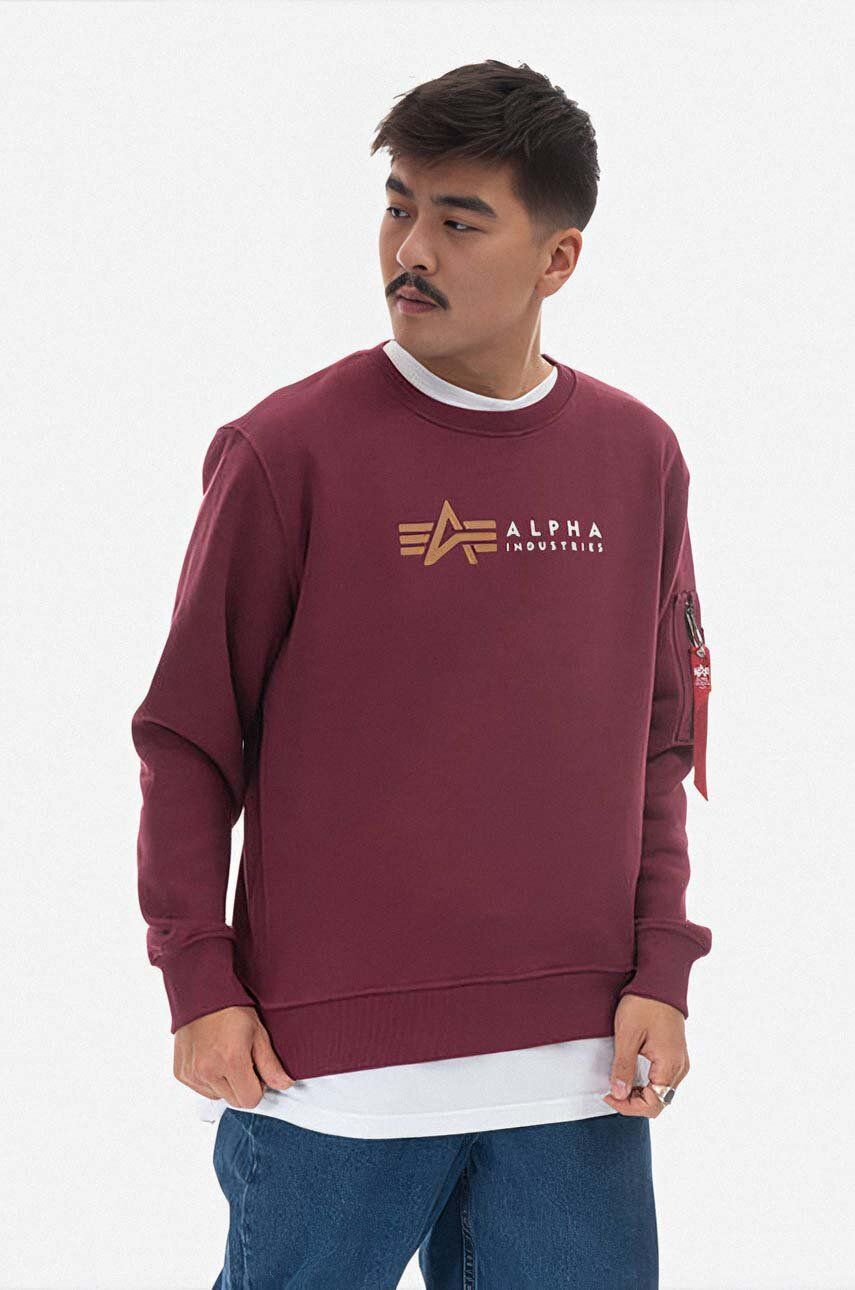 Alpha Industries sweatshirt men's maroon color | buy on PRM