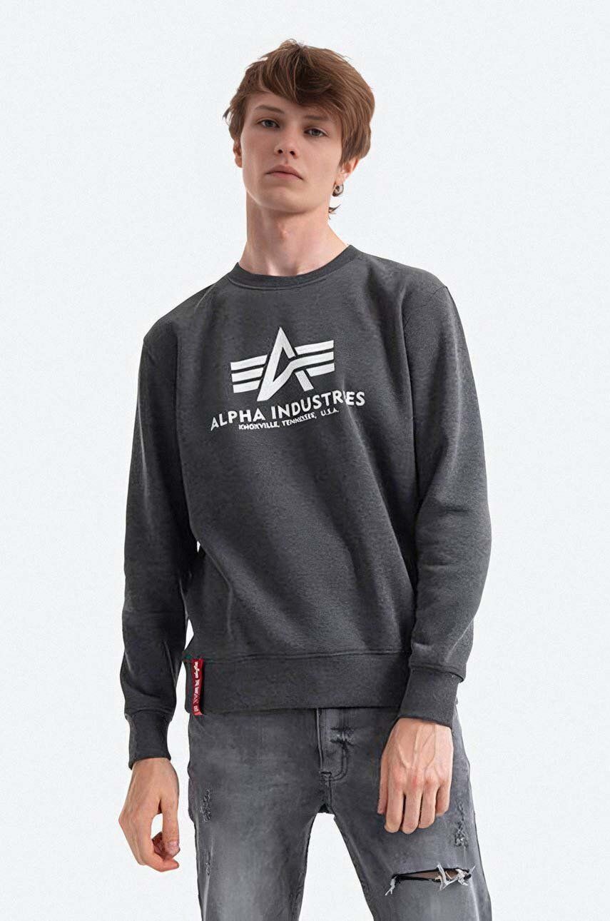 Alpha Industries sweatshirt Basic Sweater 178302 597 men\'s gray color | buy  on PRM