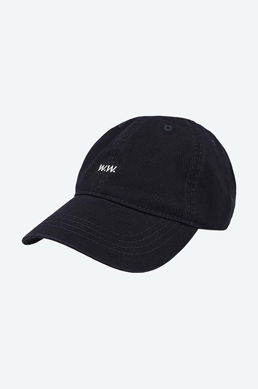 Wood Wood czapka z daszkiem bawe niana Low profile twill cap kolor granatowy g adka 12110804.7083 Answear