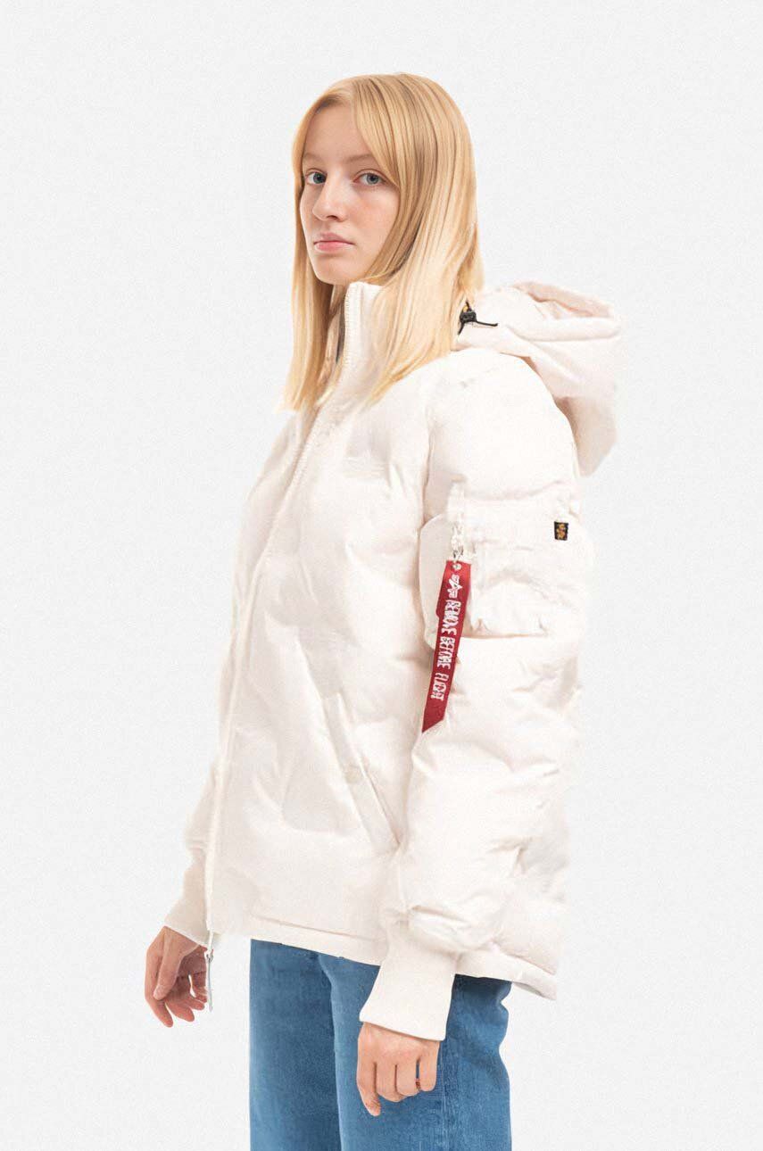 Alpha Industries jacket Hooded Logo Puffer women\'s white color | buy on PRM