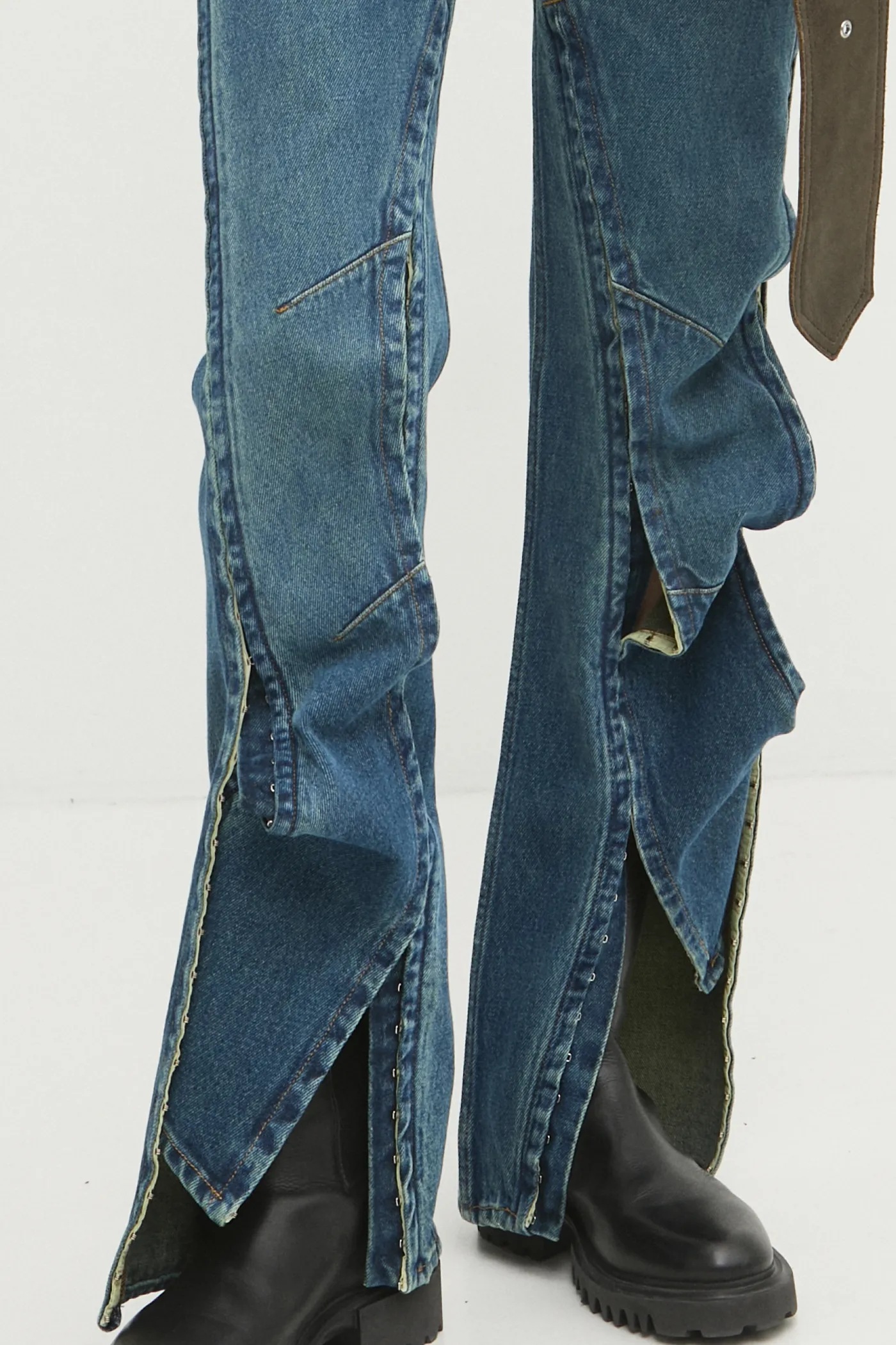 デニム・ジーパン Y PROJECT 'Hook and Eye' jeans (107PA002 EVERGREENBLACK) Y/Project jeans EVERGREEN HOOK AND EYE SLIM JEANS PRM EU