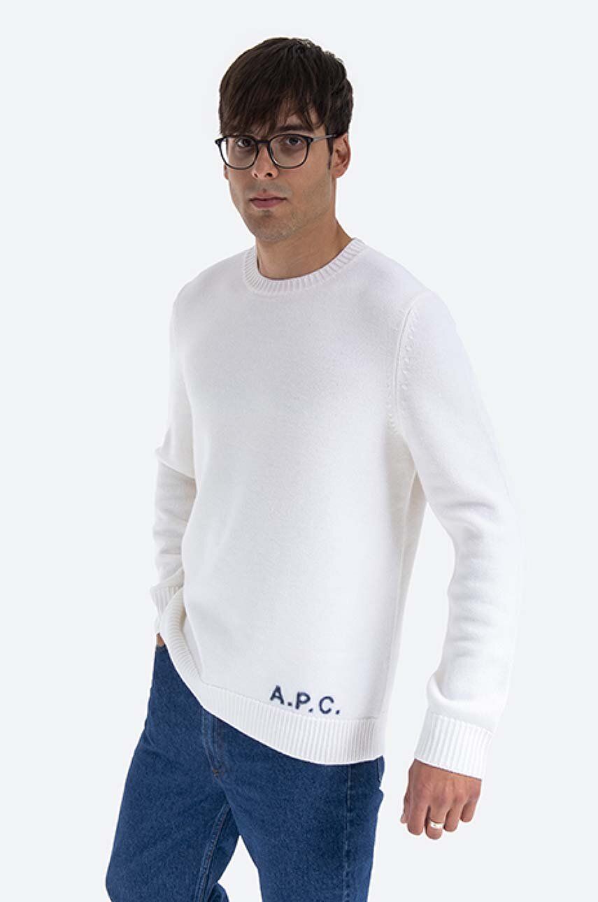 A.P.C. wool jumper Pull Edward men's white color buy on PRM