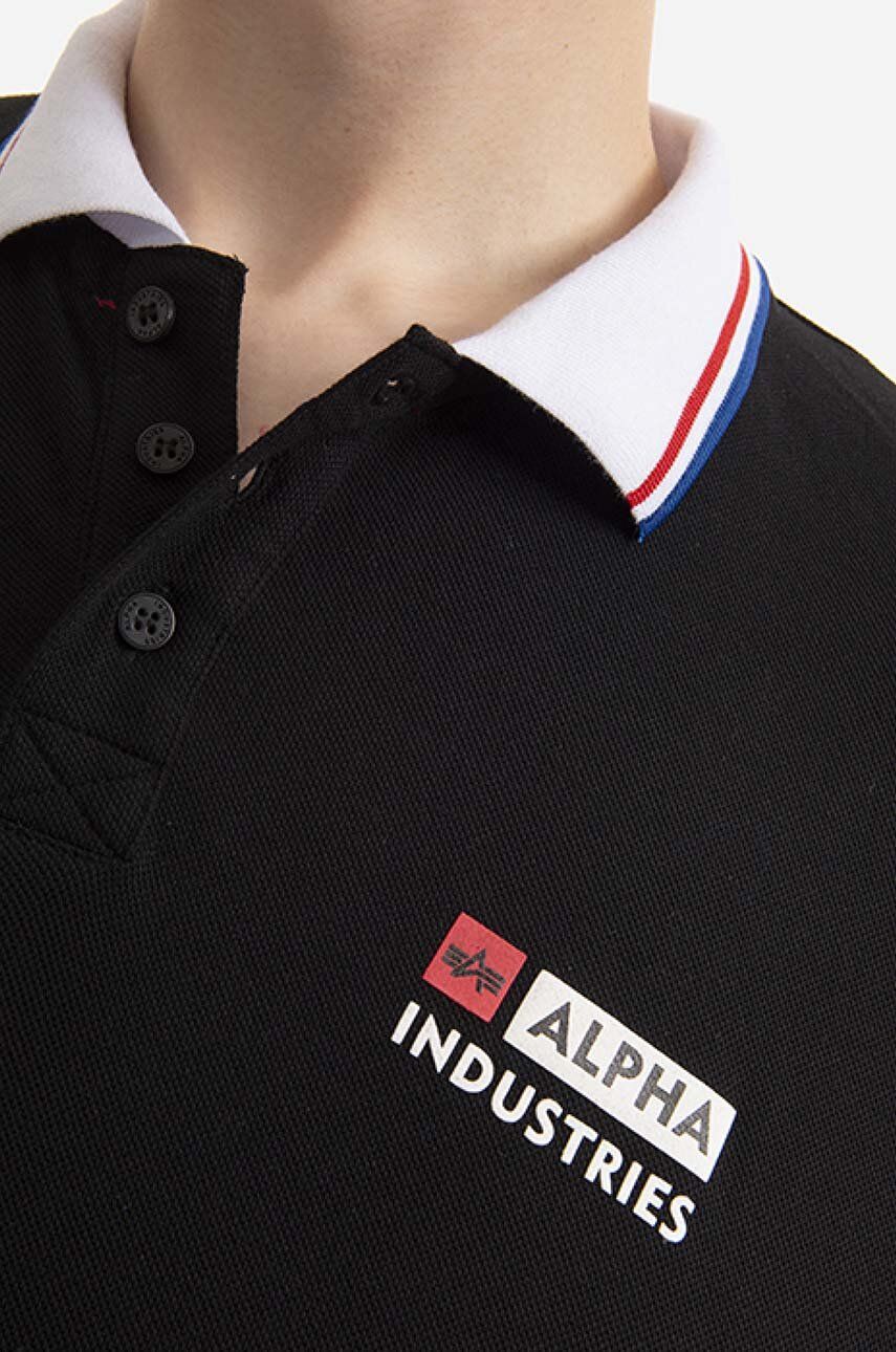 Alpha Industries cotton polo shirt Contrast Polo black color | buy on PRM