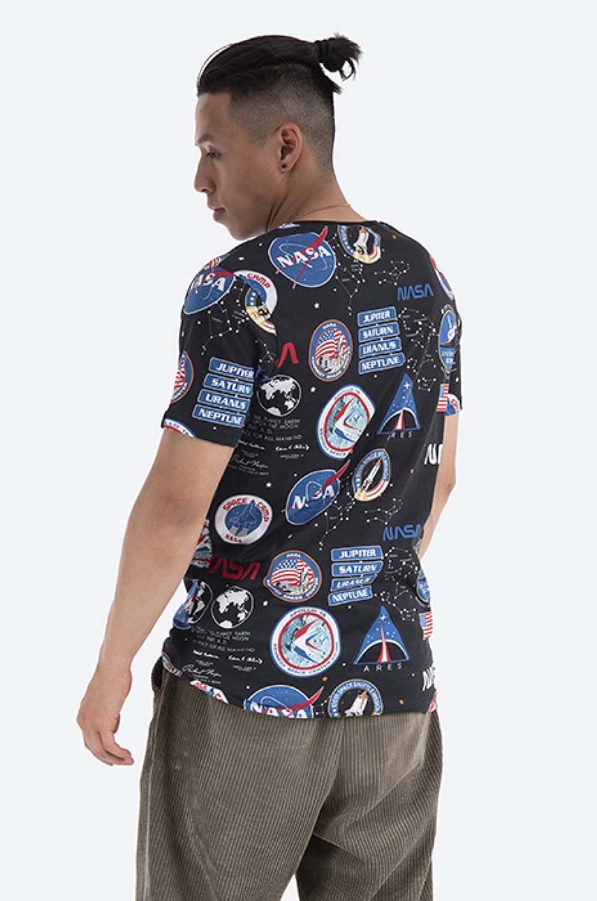 Alpha Industries cotton T-shirt Nasa Aop black color | buy on PRM