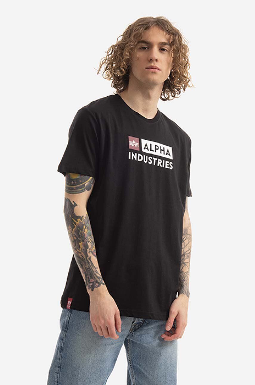 Alpha Industries cotton T-shirt Alpha Block-Logo Tee black color | buy on  PRM