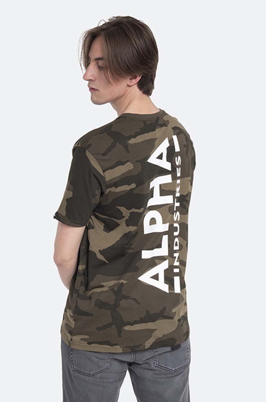 Alpha Industries cotton T-shirt Backprint T Camo green color | buy on PRM