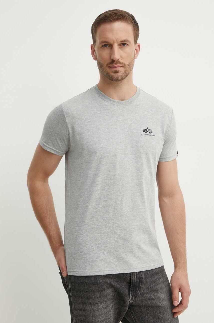 Alpha Industries t-shirt 188505.17 gray color T Logo men\'s Basic PRM on buy Small 