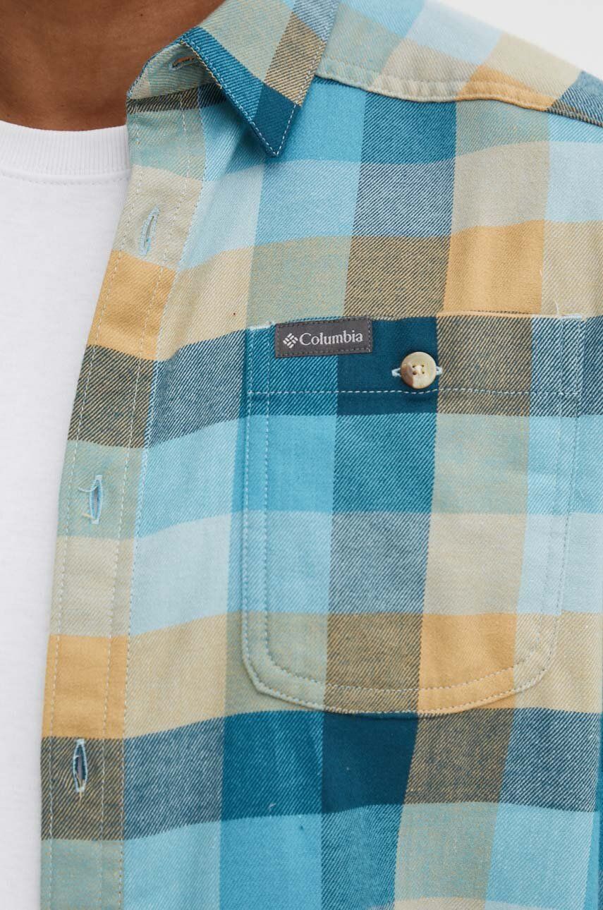 Columbia shirt Cornell Woods Flannel LS men's turquoise color