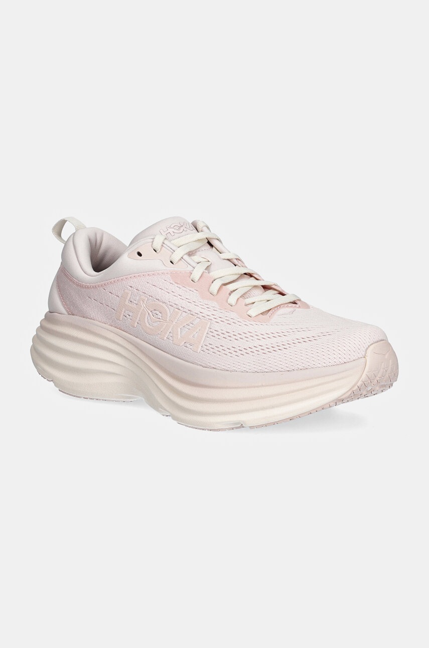 Hoka One One running shoes Bondi 8 pink color at PRM US