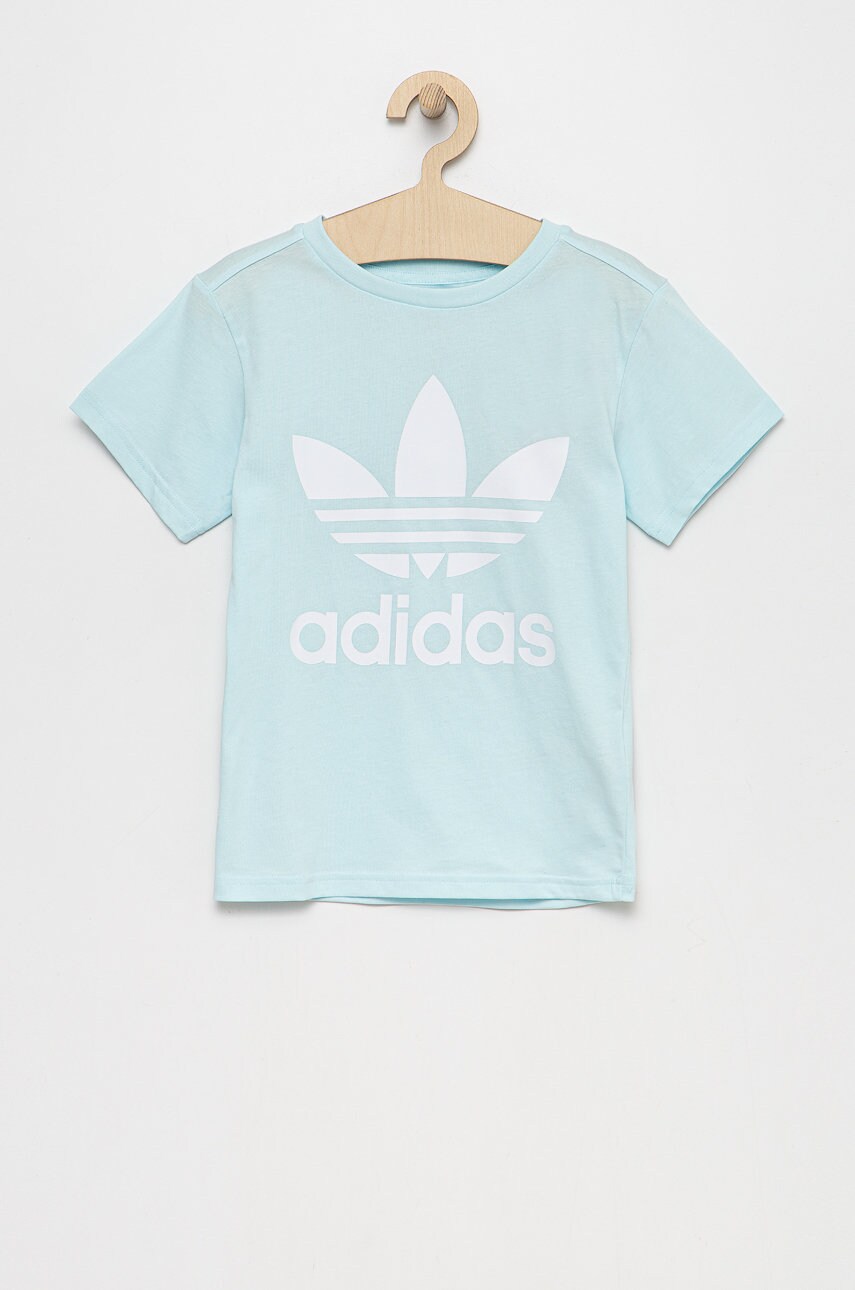 adidas Originals t-shirt bawełniany dziecięcy HS8864 kolor turkusowy z  nadrukiem | Answear.com