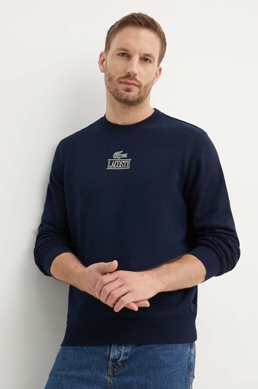 buy on Lacoste color cotton sweatshirt blue PRM men\'s | navy