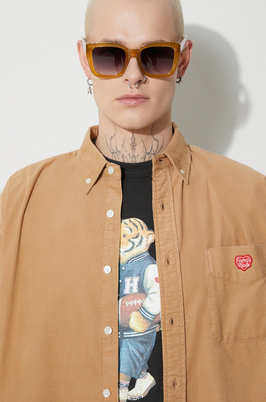 Human Made corduroy shirt Corduroy B.D beige color HM26SH009 at PRM US