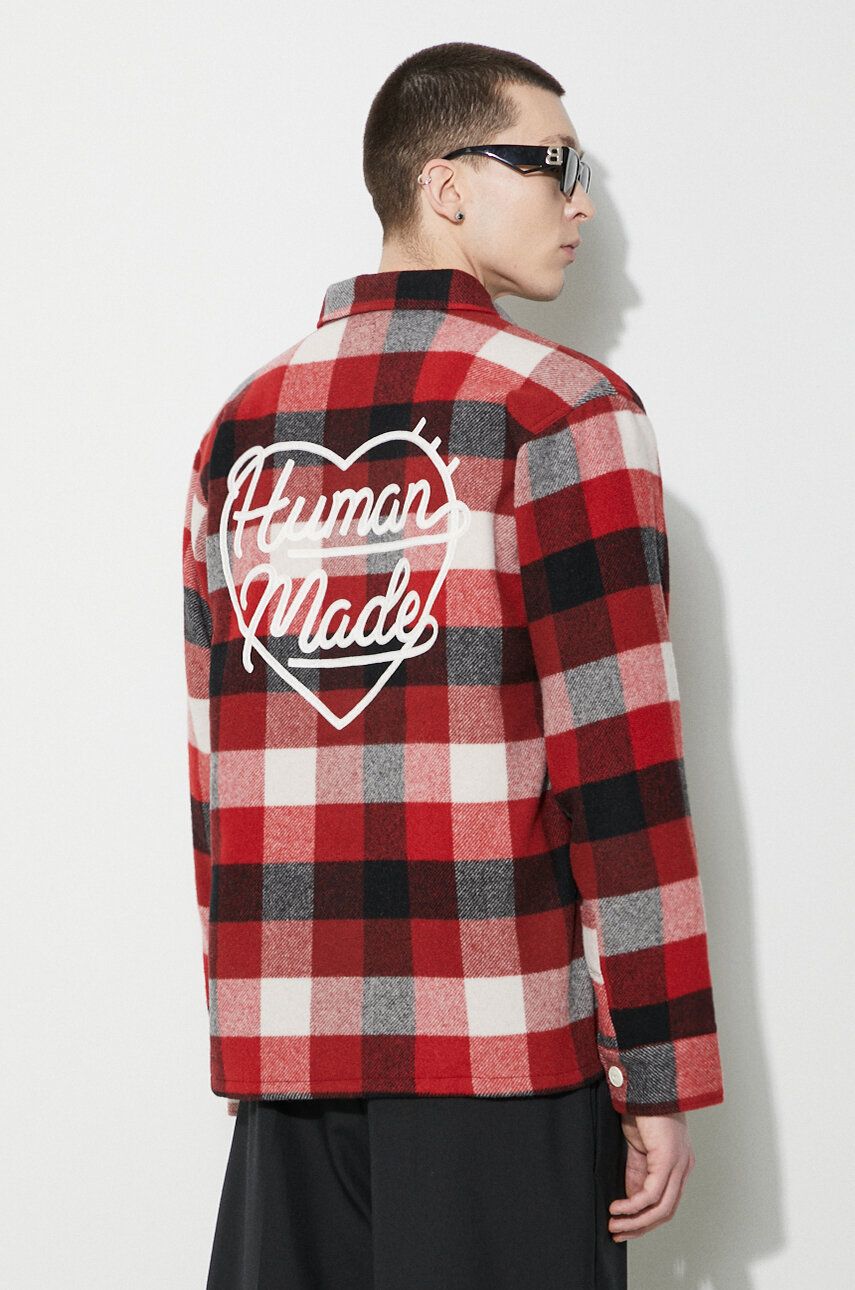 Human Made wool shirt Wool Beaverblock Check red color HM26SH011