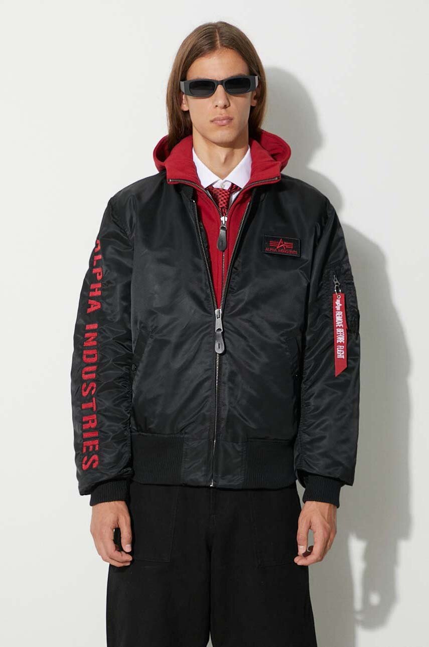 ALPHA INDUSTRIES ブラック MA-1ジャケット M Alpha Industries MA-1 フライトジャケット ブラック ウッド