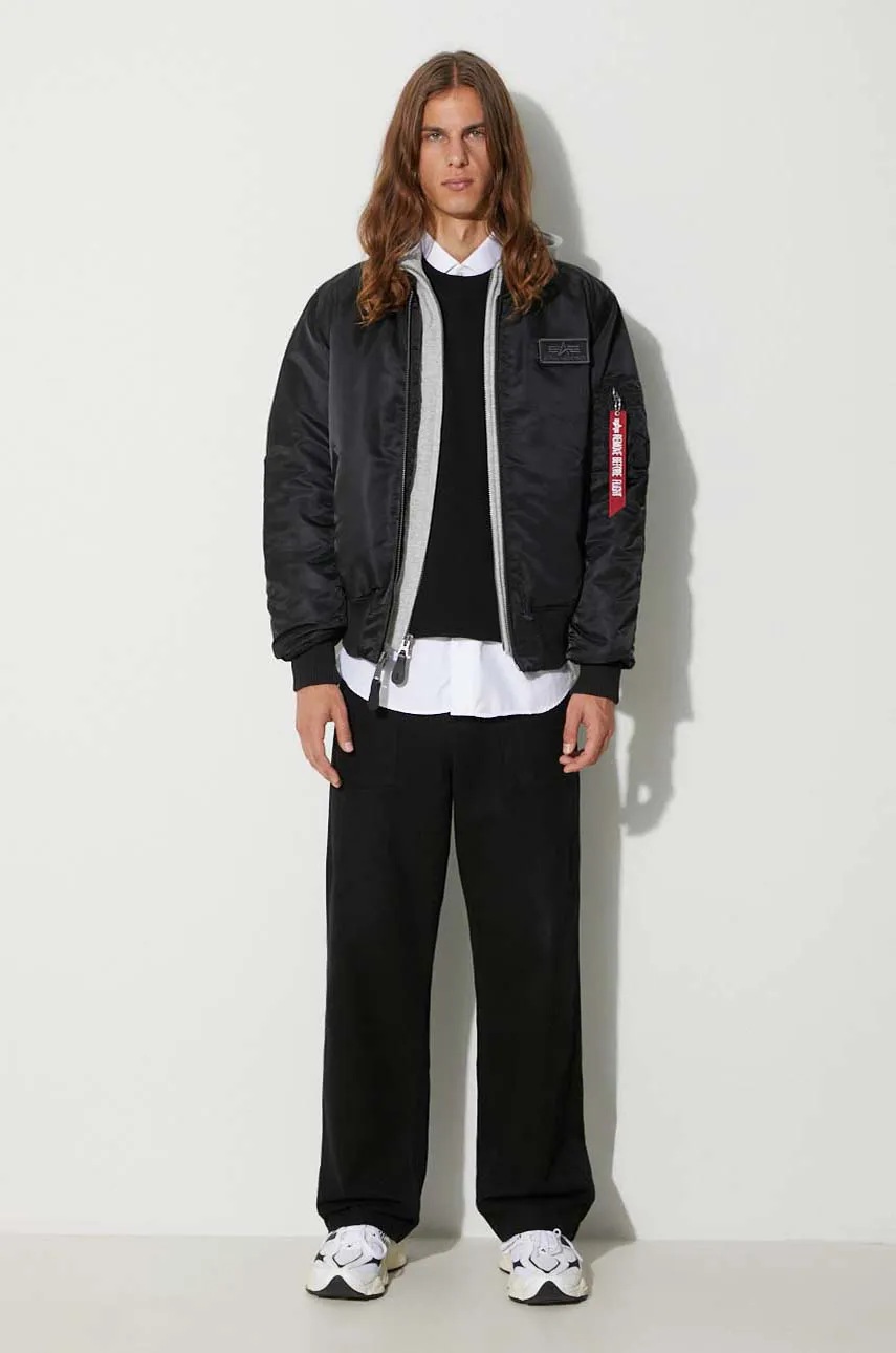 Alpha Industries bomber jacket MA-1 D-Tec men's black color