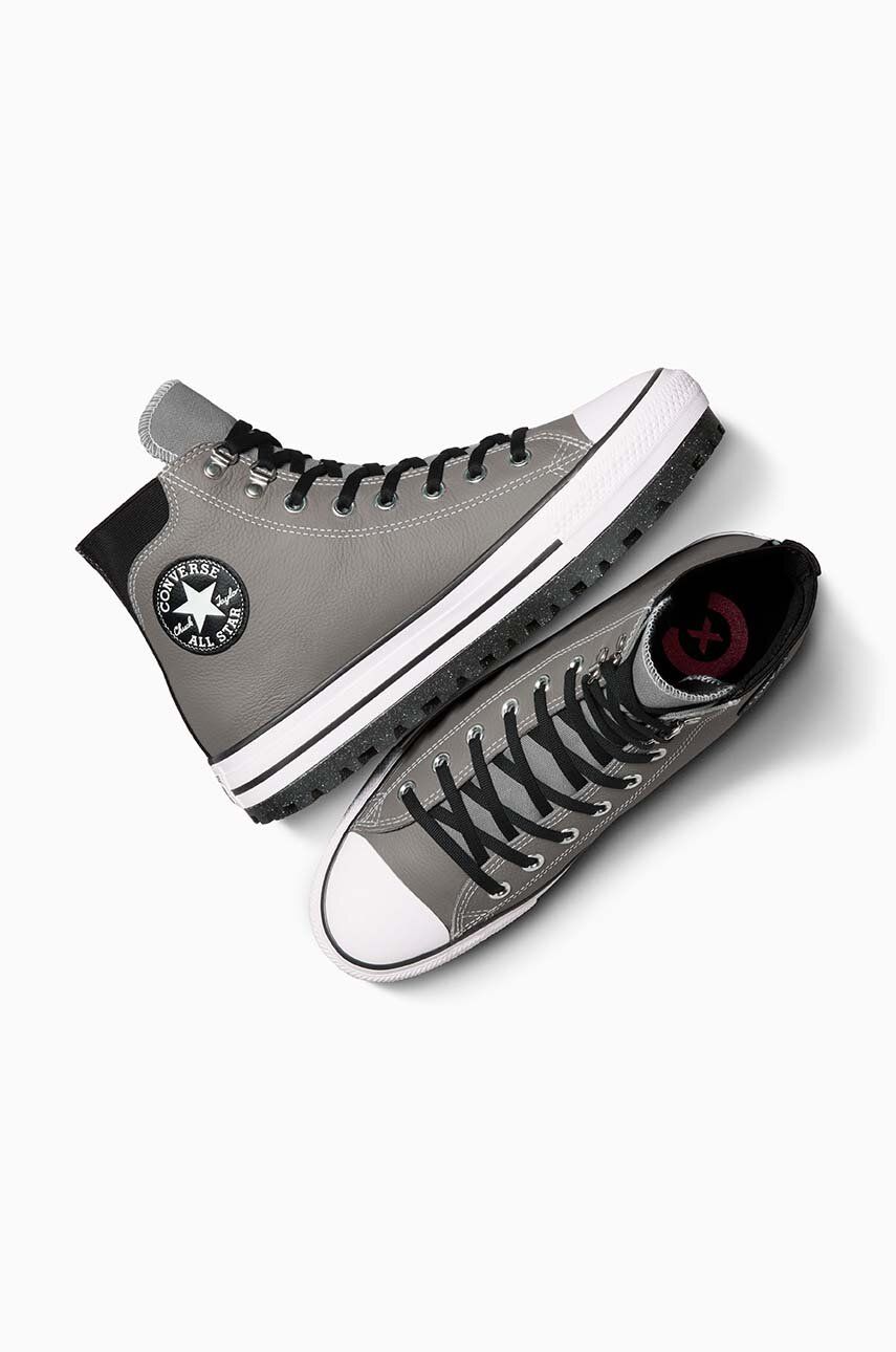 Gray leather clearance converse