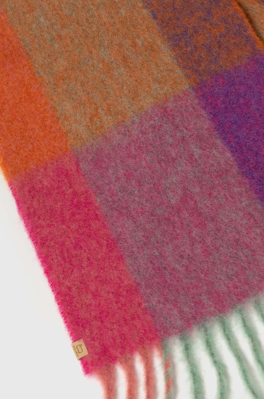 Woolrich sciarpa in lana Multicolor Wool Check Scarf colore verde