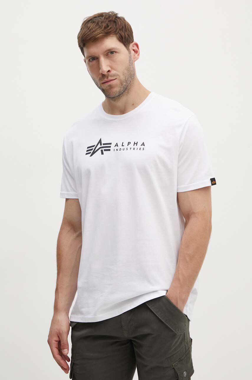 Alpha Industries cotton t-shirt men\'s | on buy color white PRM