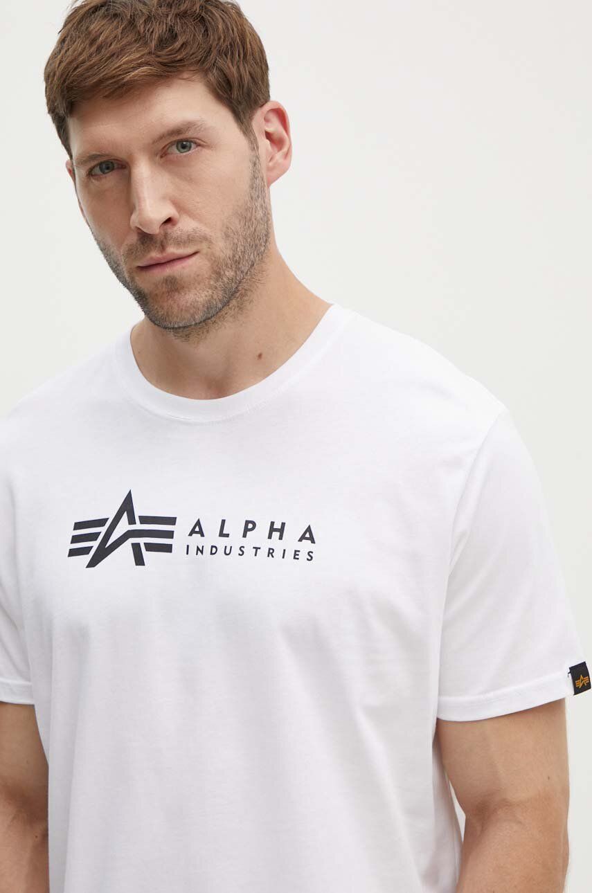 Alpha Industries cotton t-shirt Label color buy Alpha men\'s 118534.95 T white on Pack 2 PRM 